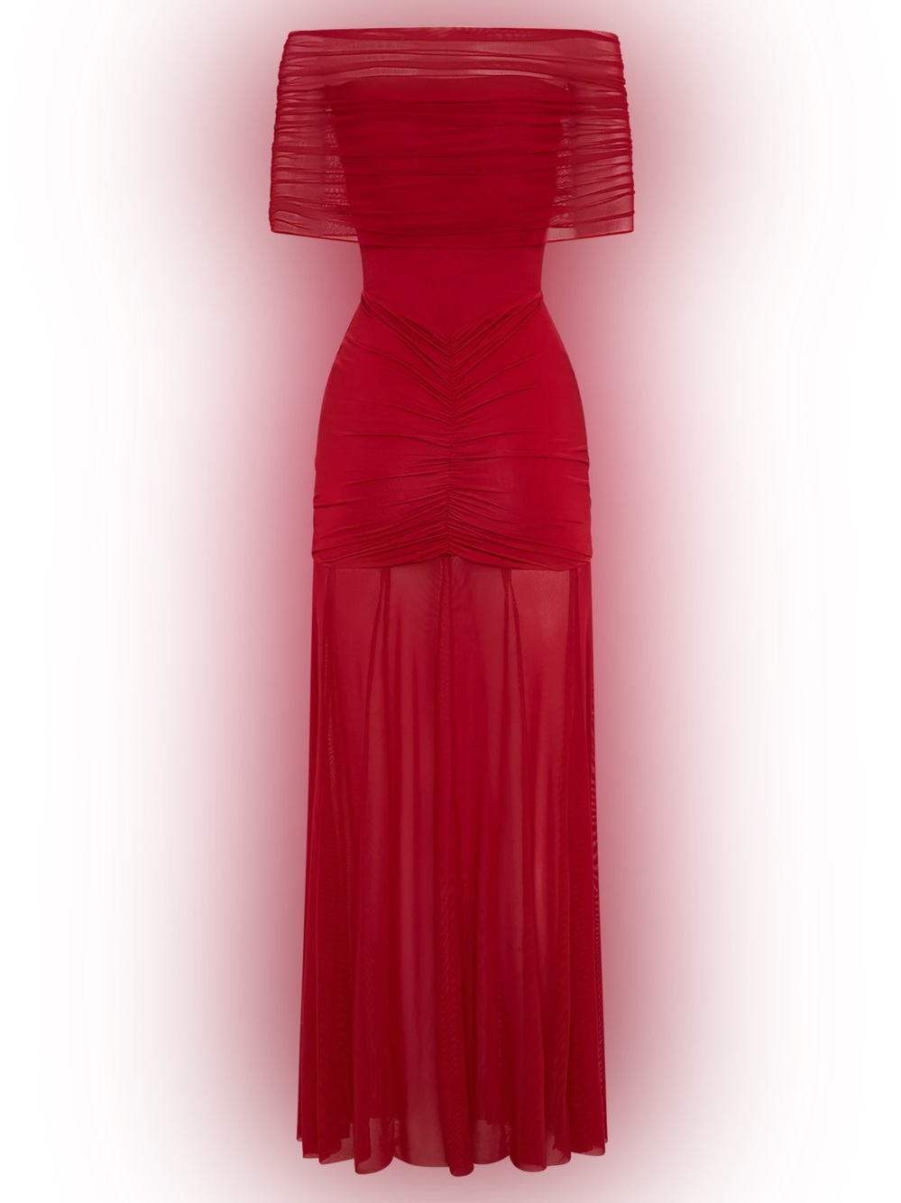 Meshki Caspian Slinky and Mesh Ruched Off-shoulder Maxi Dress - Picture 7 of 10